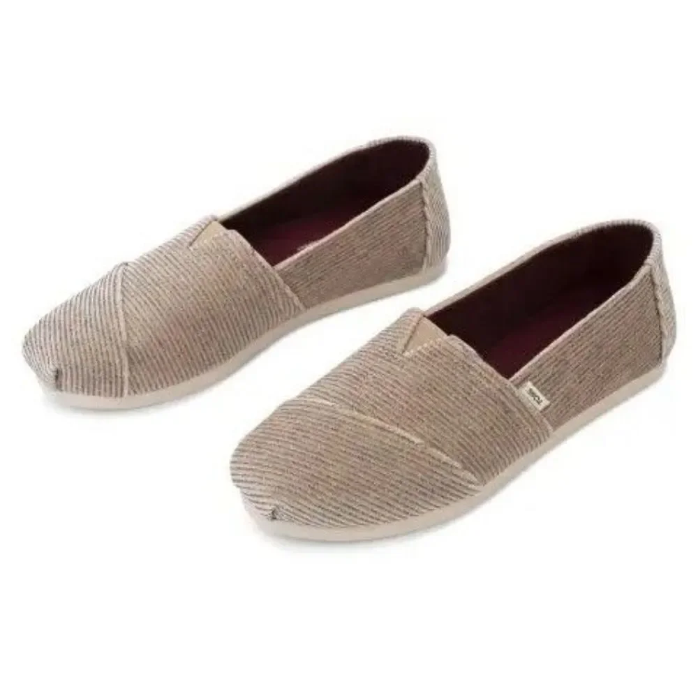 TOMS Women's Striped Metallic Slip-On Shoes - Cream